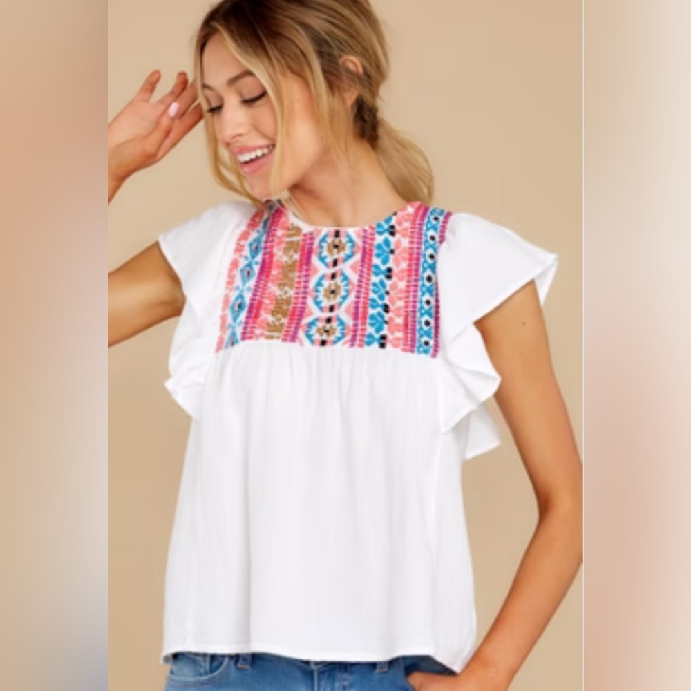 Ready for Rome White Embroidered Top - XS